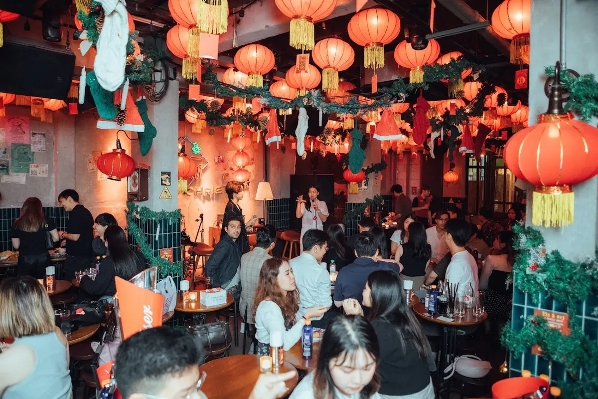 Community members sharing a meal together